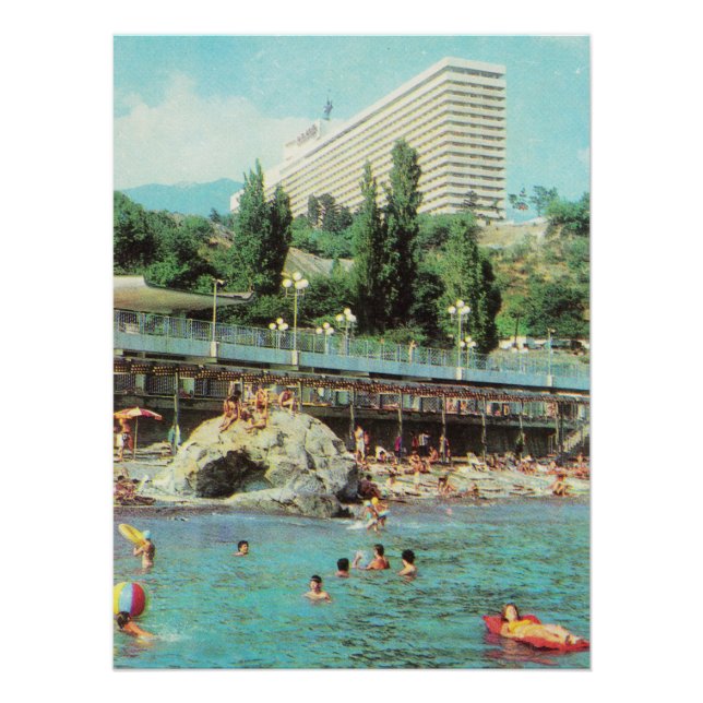 Pôster Hotel Yalta (1979) com cartão postal soviético (Frente)