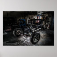 Hotrod in a Garage Poster/Print