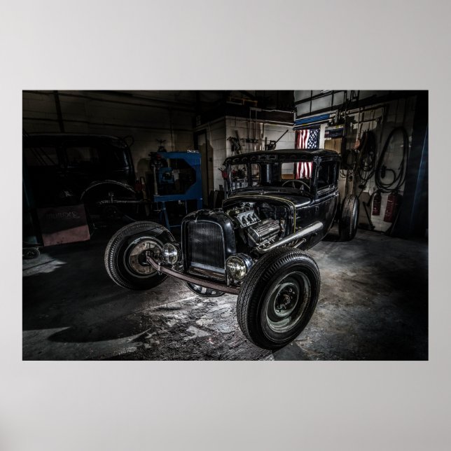 Poster Hotrod in a Garage Poster/Print (Frente)