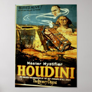 Poster Houdini, "teatro do vintage do resumo literário"