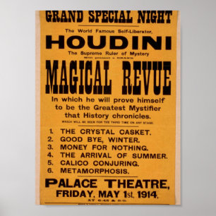 Pôster Houdini, "teatro retro do reexame mágico"
