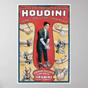 Pôster Houdini ~ Vintage Handcuff Escape Artista