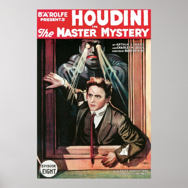 Pôster Houdini ~ Vintage Mestre Mistério Escape Artista (Frente)
