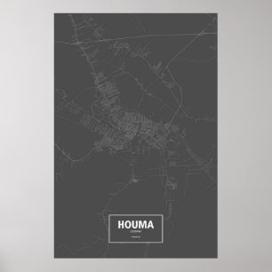 Pôster Houma, Louisiana (branco no preto)