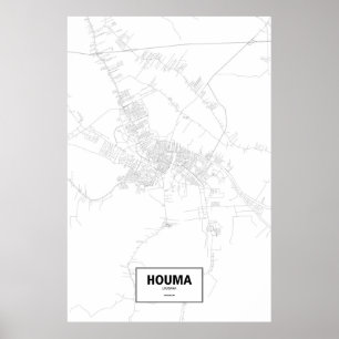 Poster Houma, Louisiana (preto no branco)