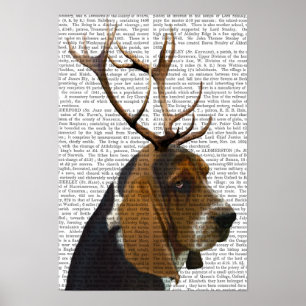 Pôster Hound e Antlers Basset