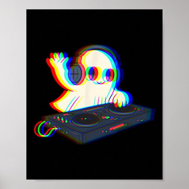 Poster House Music Ghost Dj Illusion Óptica Edm Hallowee (Frente)