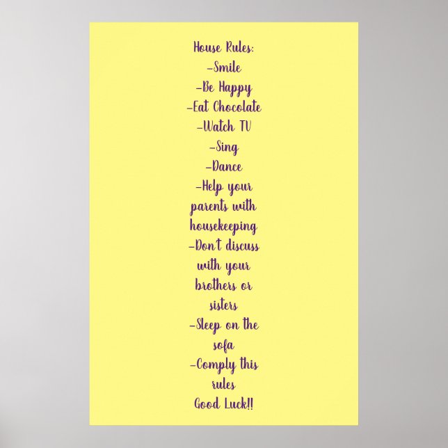 Poster House Rules Normas de la casa (Frente)