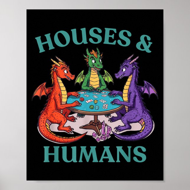 Poster Houses And Humans Dragon Tabletop Rpg Fantasy Paro (Frente)
