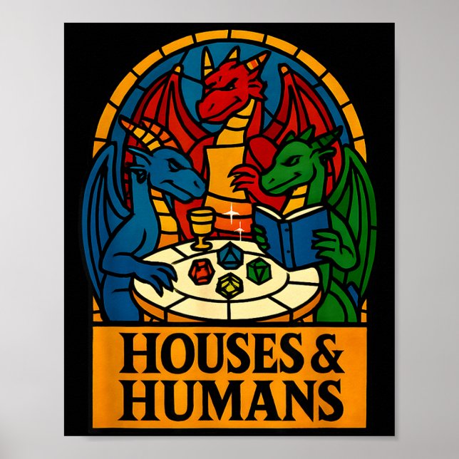 Poster Houses And Humans Funny Rpg Nerdy Gamers Men Women (Frente)