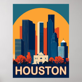Poster Houston, edifícios reconhecíveis, Viagem