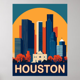 Poster Houston, edifícios reconhecíveis, Viagem