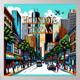 Poster Houston, Texas City View Abstrato Art