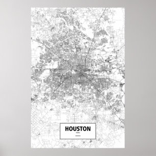 Pôster Houston, Texas (preto no branco)