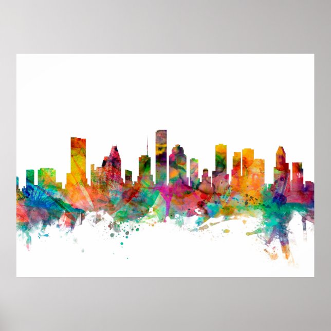 Pôster Houston Texas Skyline (Frente)