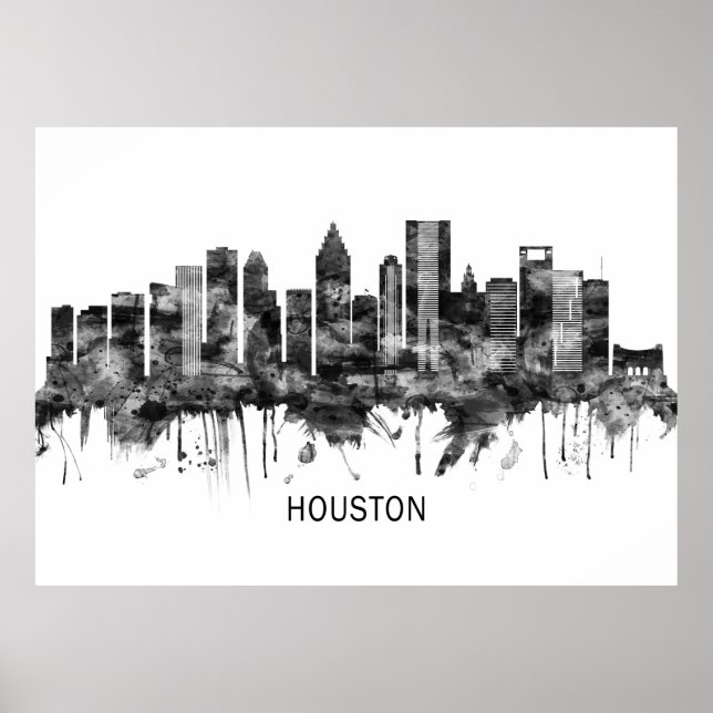 Poster Houston Texas Skyline BW (Frente)
