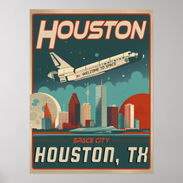 Poster Houston, Texas - Vintage (Frente)