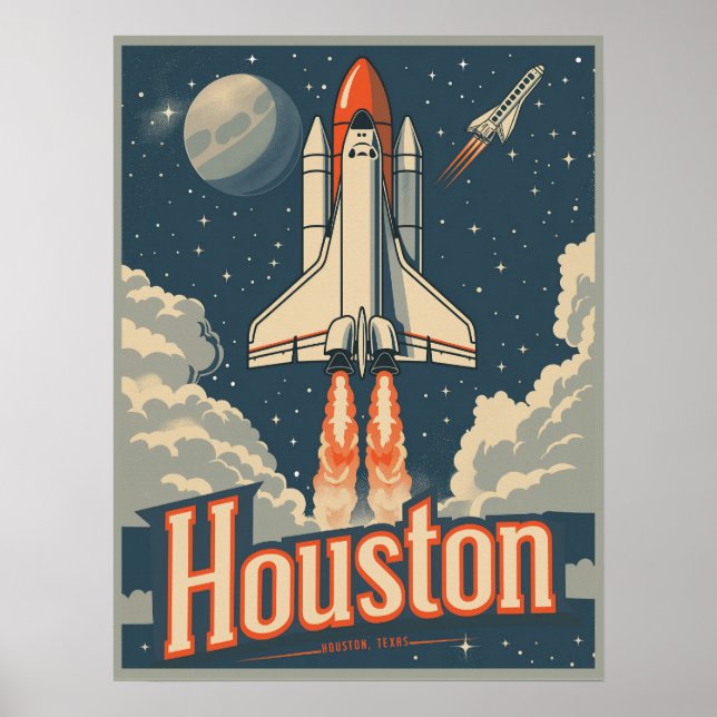 Poster Houston, Texas Vintage (Frente)