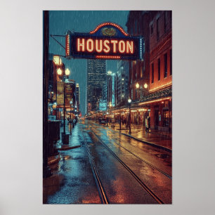 Poster Houston USA Art Vintage Viagem