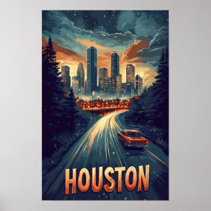 Poster Houston USA Vintage - Viagem