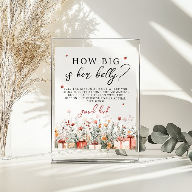 Poster How big is her belly Merry Baby Shower Game sign (Criador carregado)