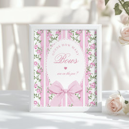 Poster How many Bows Guessing Game Coquette Bow Pink