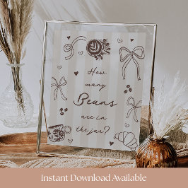 Poster How Many Coffee Beans Guessing Game Sign