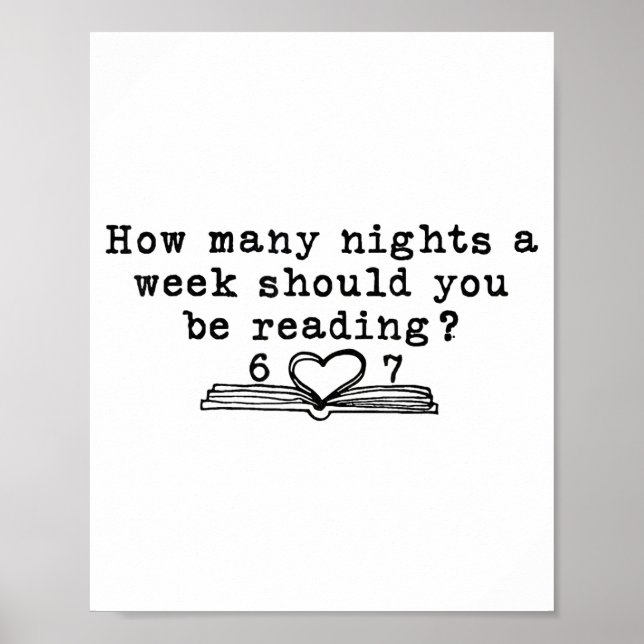Poster How Many Nights A Week Should You Be Reading 6-7 T (Frente)
