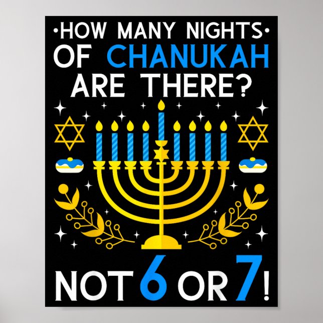 Poster How Many Nights Of Chanukah_ 6 7 Funny Jewish Meme (Frente)