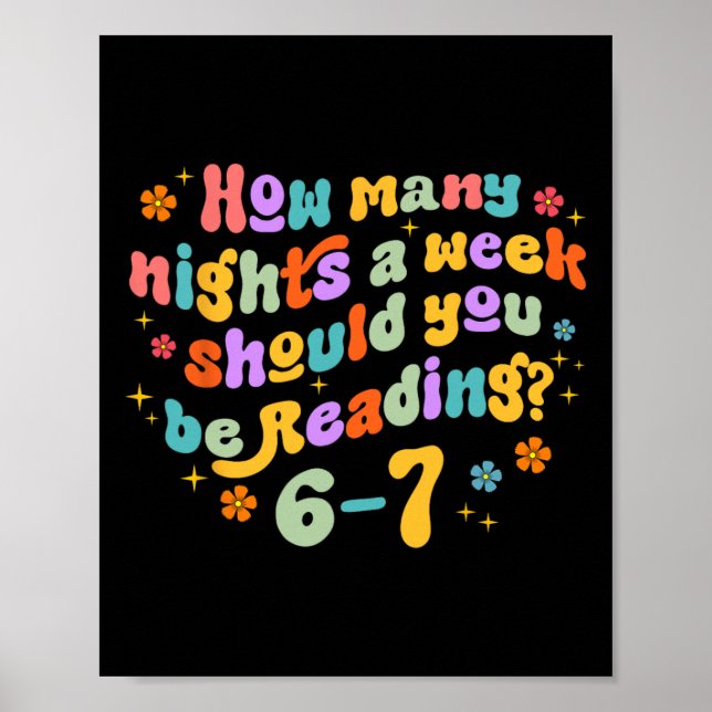 Poster How Many Nights Reading 67 Funny Meme Six Seven Te (Frente)
