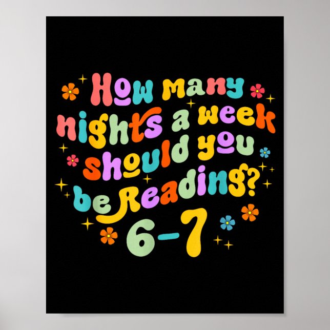Poster How Many Nights Reading 67 Funny Meme Six Seven Te (Frente)