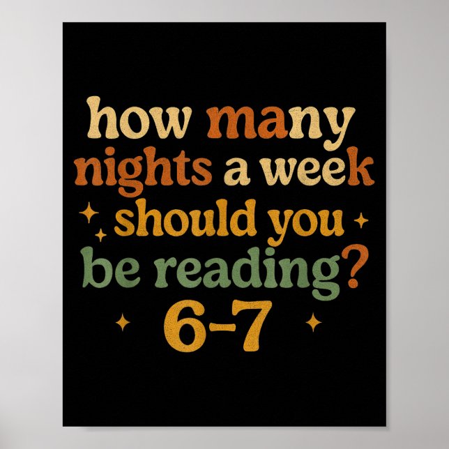 Poster How Many Nights Reading 67 Funny Meme Six Seven Te (Frente)