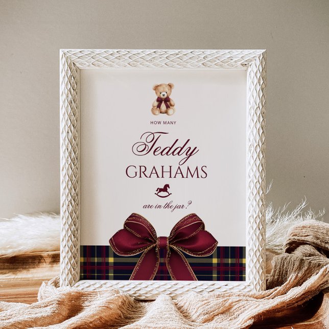 Poster How many teddy grahams Teddy Bear Red Bow (Criador carregado)