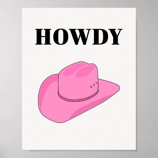 Poster Howdy Cowboy Hat Pink (Frente)