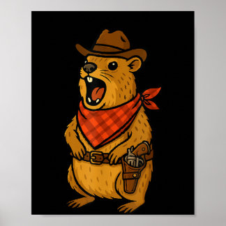 Poster Howdy Cowboy Rock Hyrax Awawa Western Funny