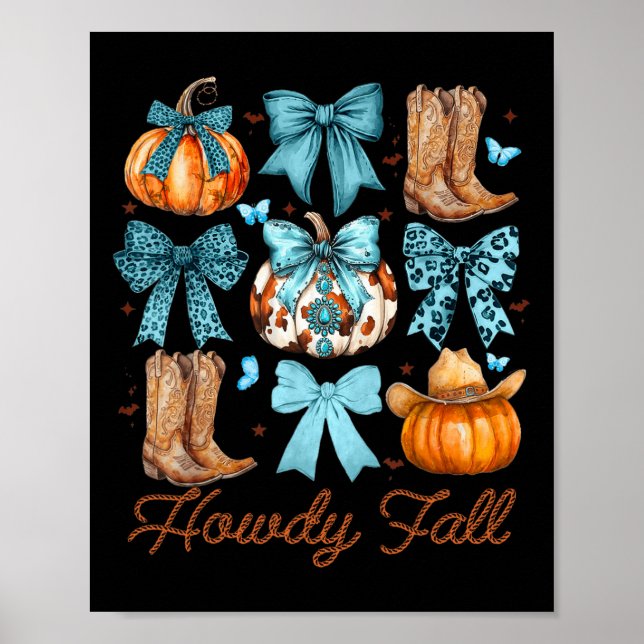 Poster Howdy Fall Western Pumpkin Coquette Arco Pumpkin (Frente)