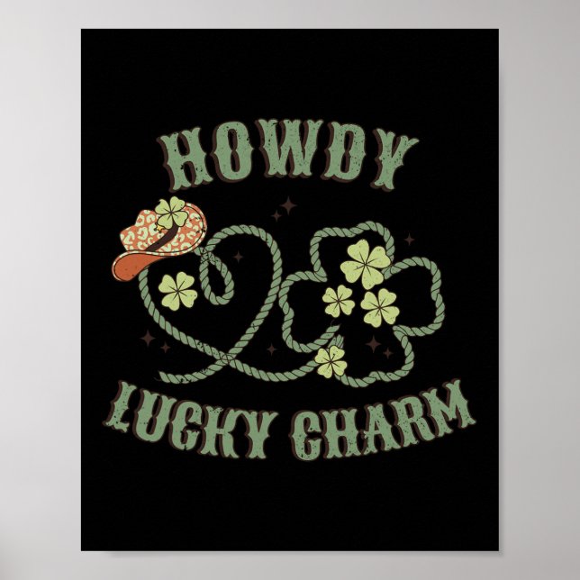 Poster Howdy Lucky Charm Rua Ocidental Patrick Day Shamro (Frente)