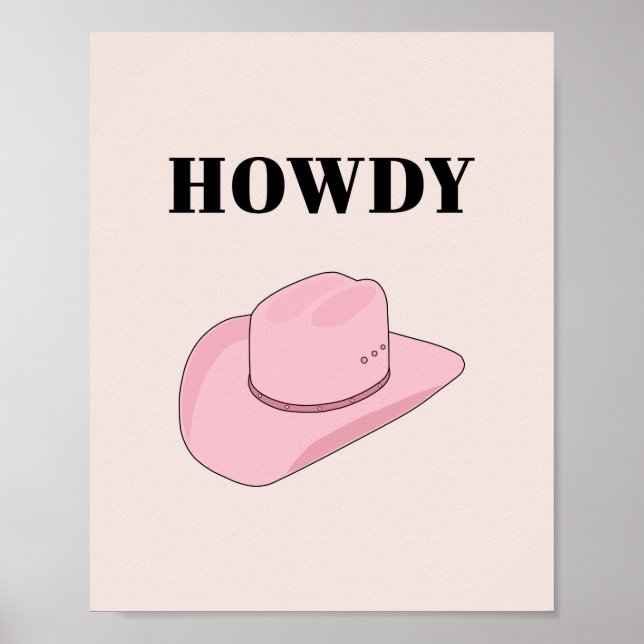 Poster Howdy Pink Cowboy Hat (Frente)