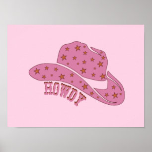 Poster Howdy Pink Cowgirl Hat