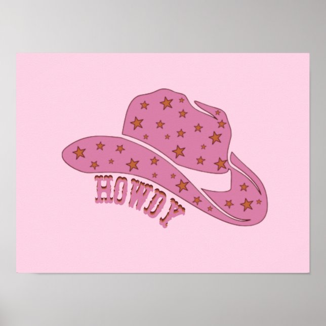 Poster Howdy Pink Cowgirl Hat (Frente)