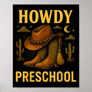 Poster Howdy Preschool Rodeo De Volta Ao Ensino Ocidental