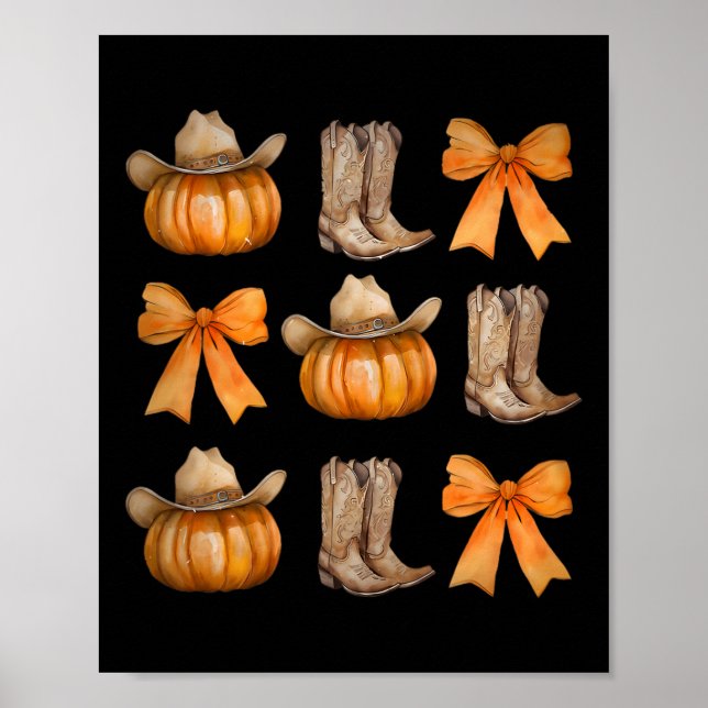 Poster Howdy Pumpkin Western Fall Arco Thanksgivi (Frente)