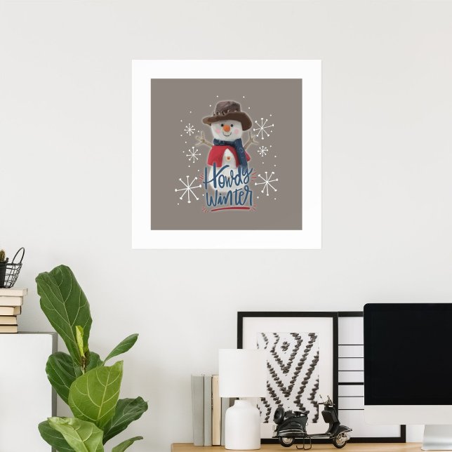 Poster Howdy Winter Cowboy Snowman (Criador carregado)