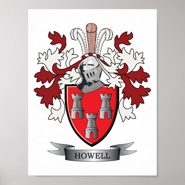 Pôster Howell Family Crest Casaco de Armas (Frente)