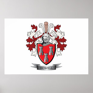 Pôster Howell Family Crest Coat of Arms