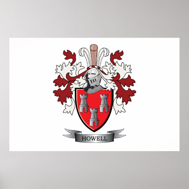 Pôster Howell Family Crest Coat of Arms (Frente)