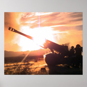 Poster Howitzer rebocado de M198 155mm