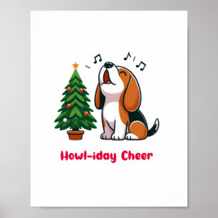 Poster Howl-Friday Cheer Beagle Com Desenho De Árvore De