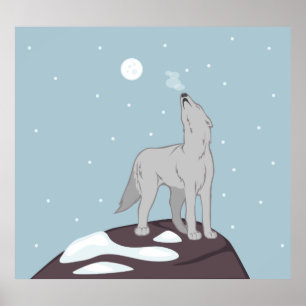 Poster Howling Artic Wolf