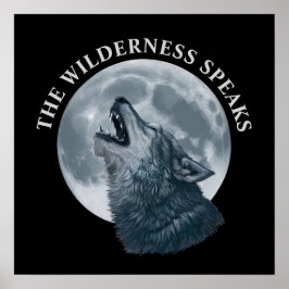 Poster Howling Wolf and Moon